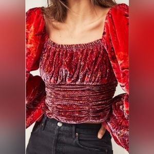 Free People Catching Feelings Velvet Top Sz S